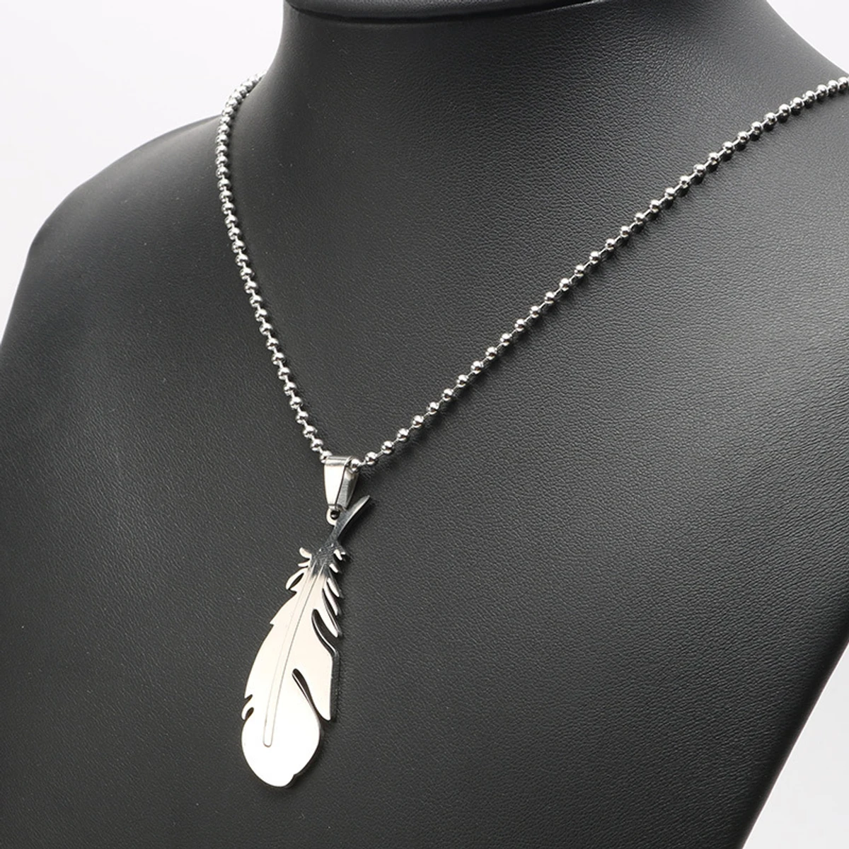 Feather Necklace Ball Stainless Steel Men's Necklace Feather Necklace