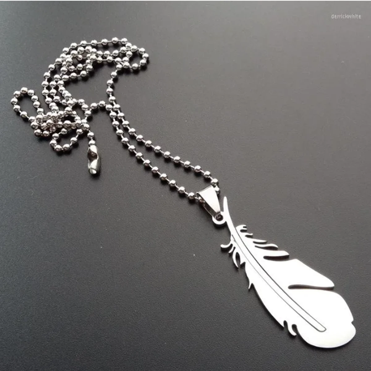 Feather Necklace Ball Stainless Steel Men's Necklace Feather Necklace