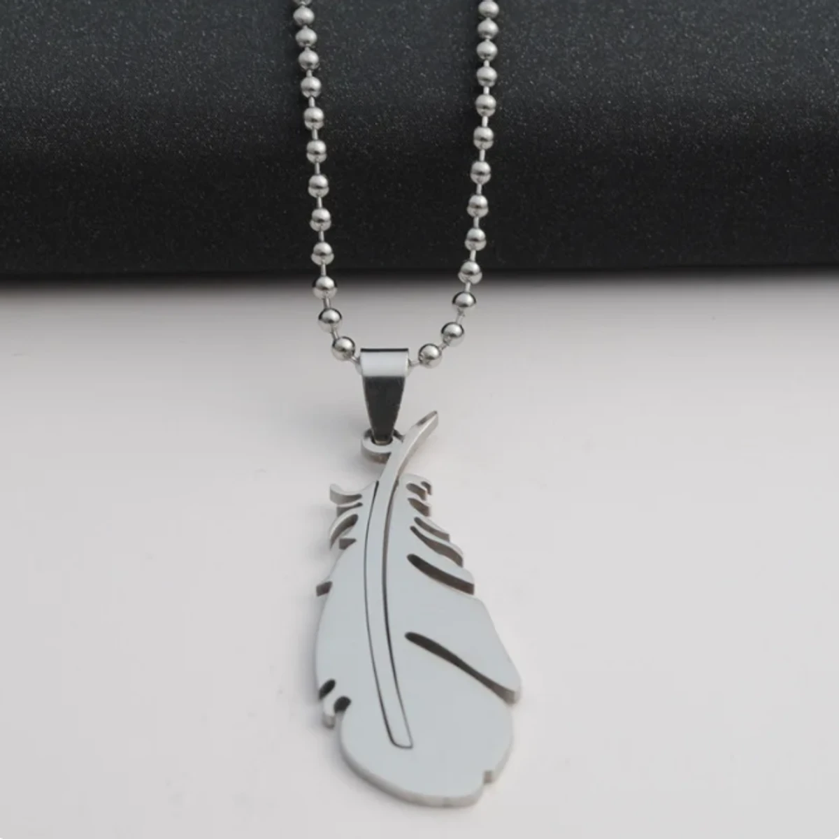 Feather Necklace Ball Stainless Steel Men's Necklace Feather Necklace