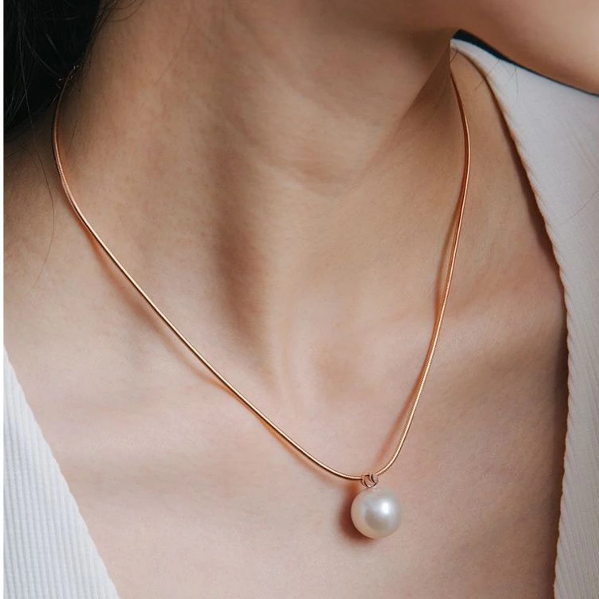 White Freshwater Pearl Necklace For- Women & Girls Mother