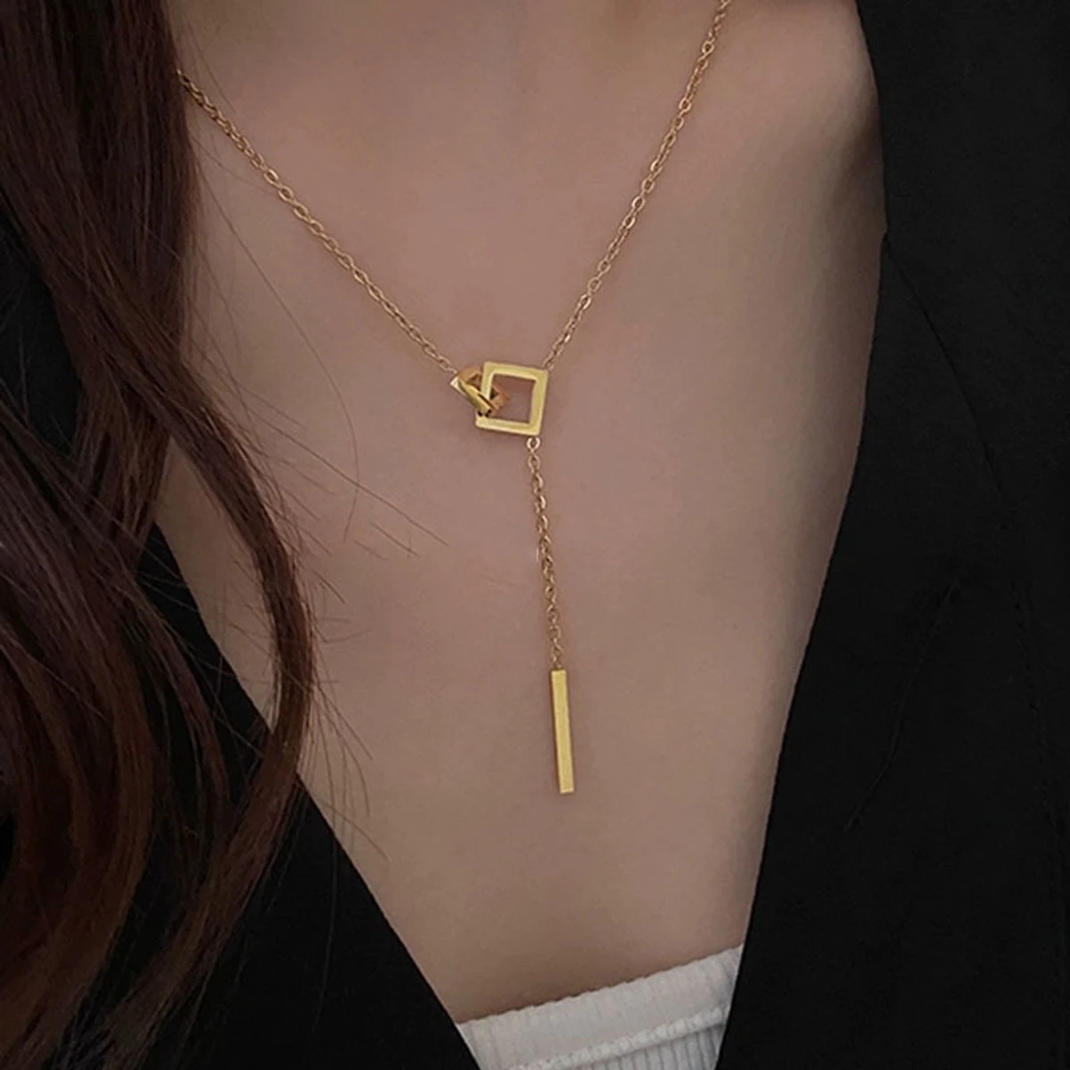Double Square Stylish Necklace for Women