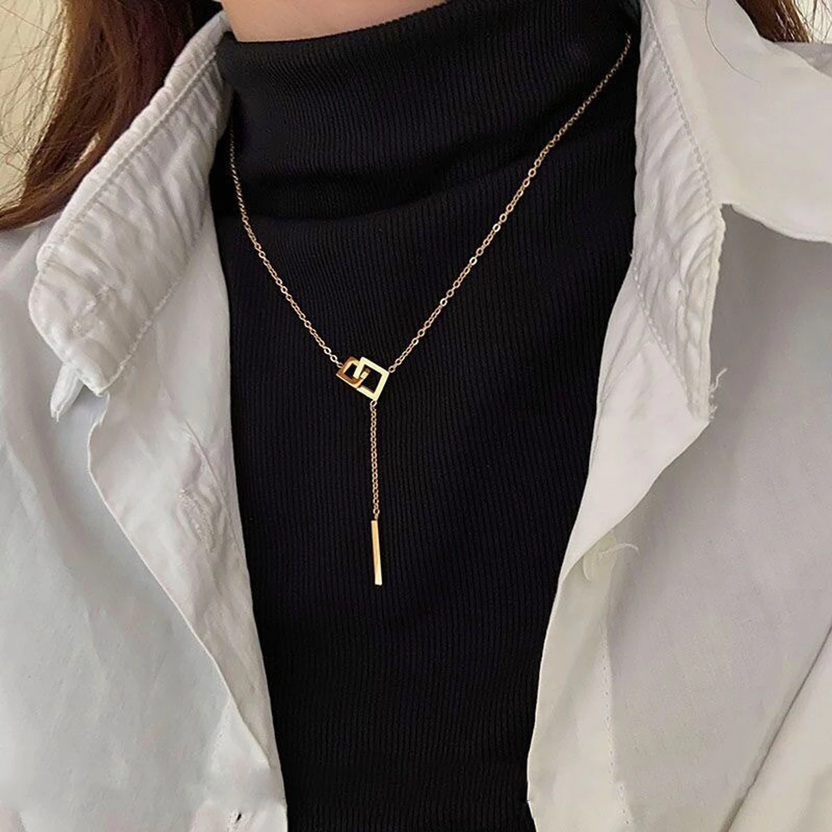 Double Square Stylish Necklace for Women