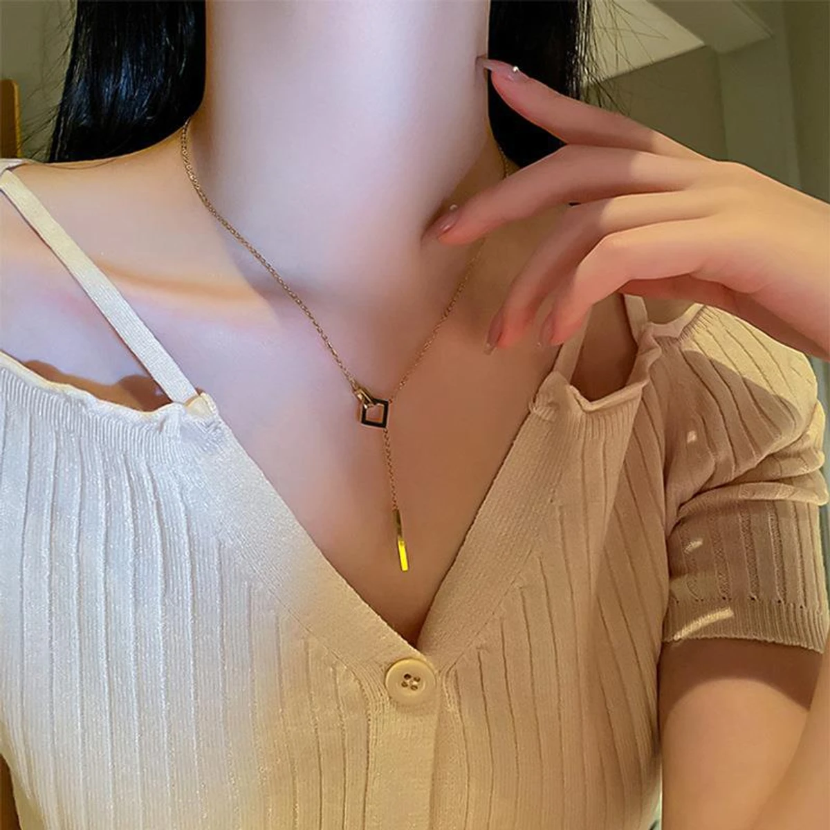 Double Square Stylish Necklace for Women