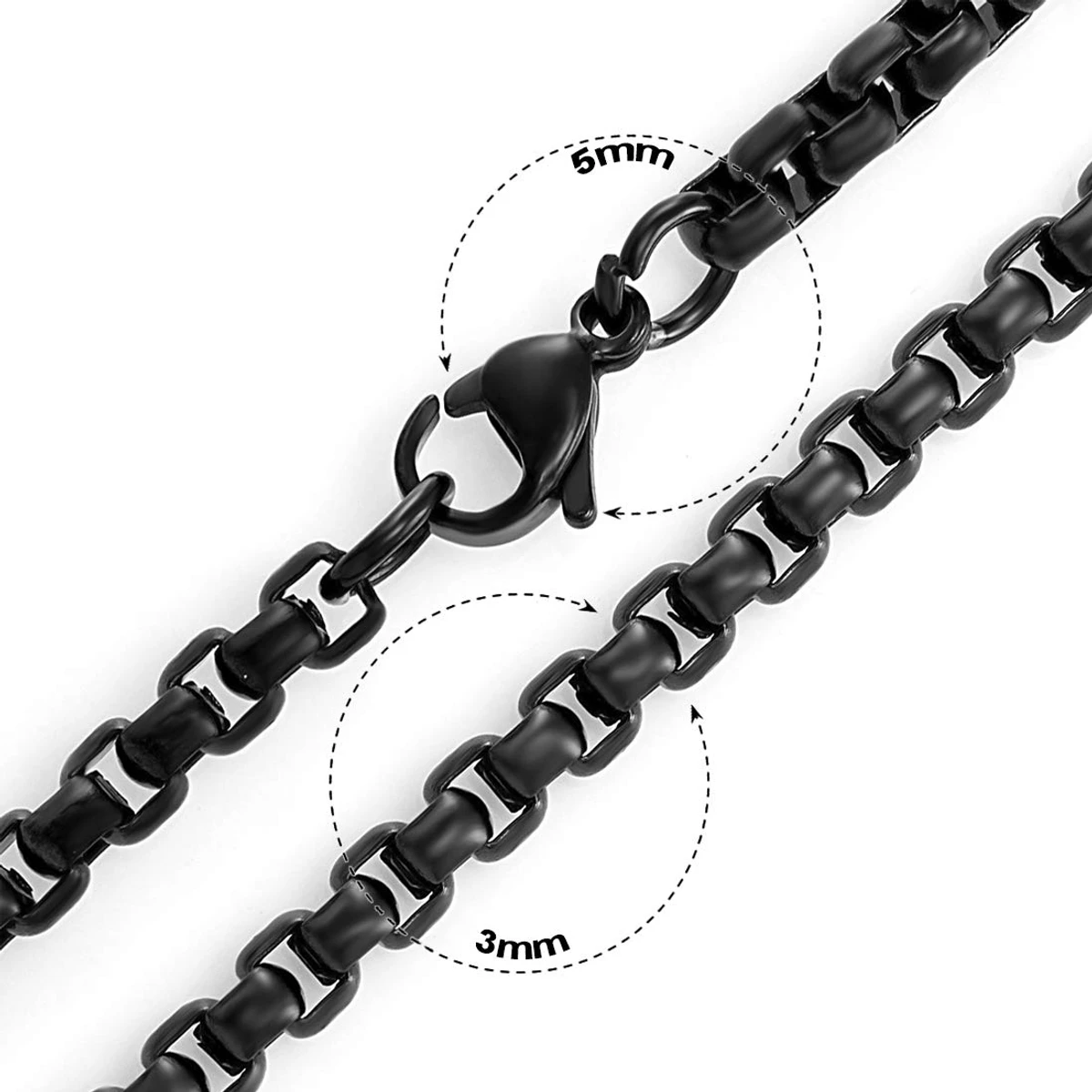 Round Box Link Stainless Steel Chain for Men