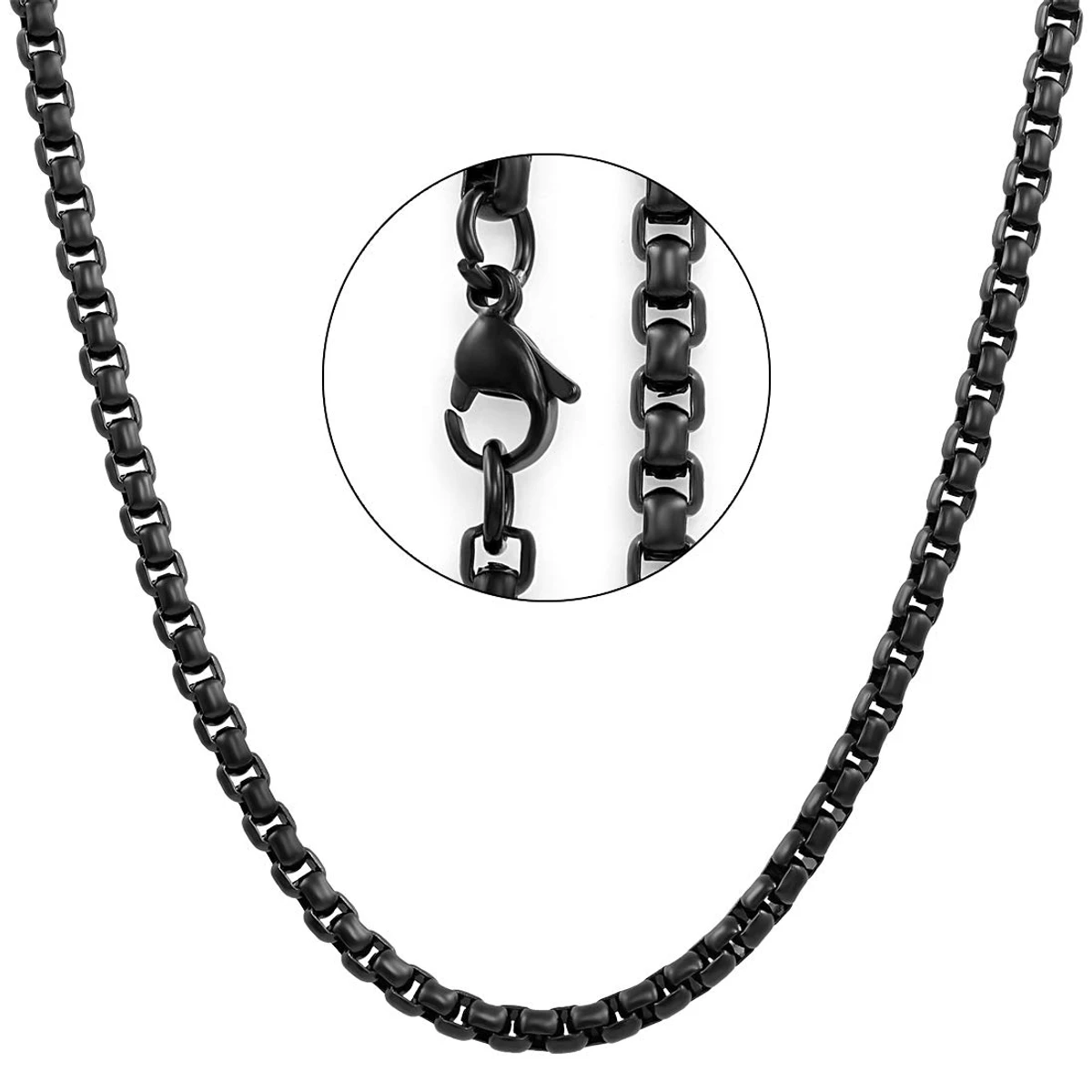 Round Box Link Stainless Steel Chain for Men