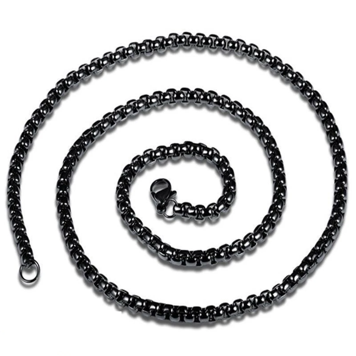 Round Box Link Stainless Steel Chain for Men