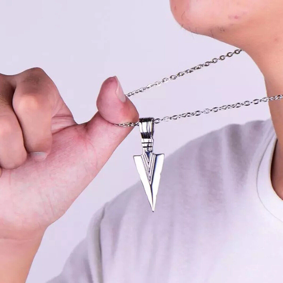 Men's Arrowhead Arrow Stainless Steel Necklace For Men