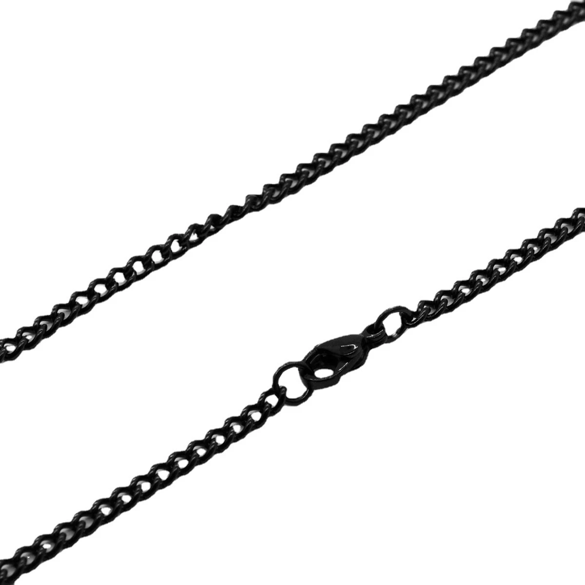 Stainless Steel Cuban Minimalist Black Plated Link Chain For Men