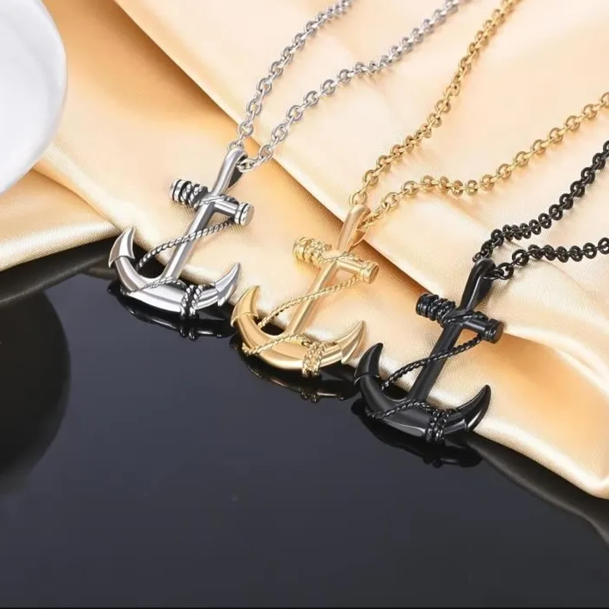 Stainless Steel Anchor Necklaces Chain Punk Rock Necklaces for For Men