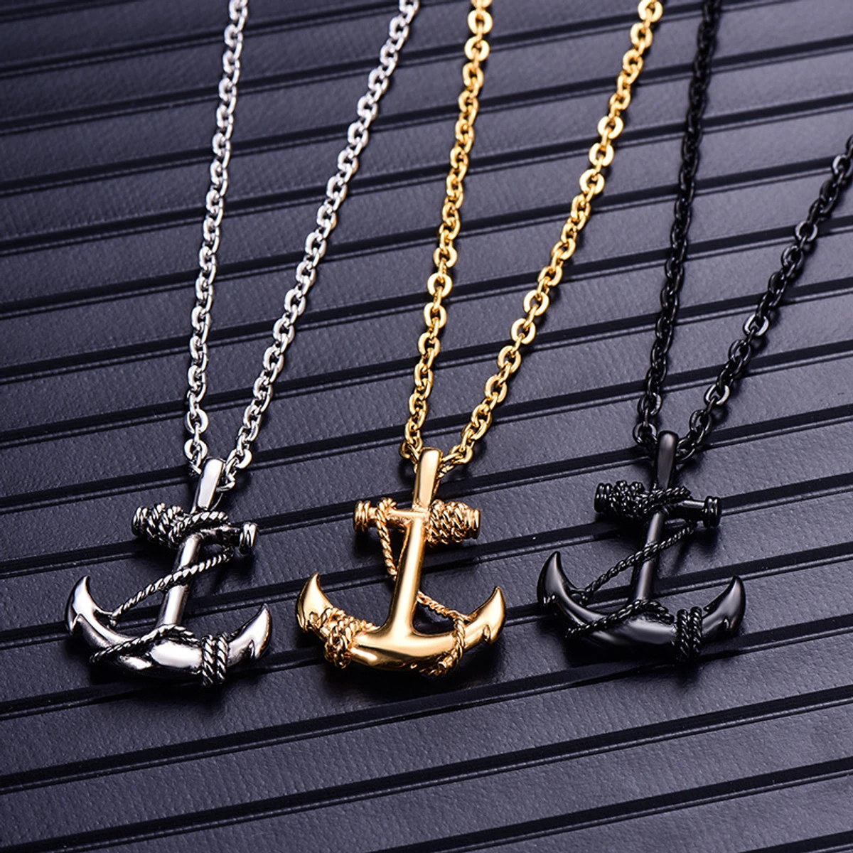 Stainless Steel Anchor Necklaces Chain Punk Rock Necklaces for For Men