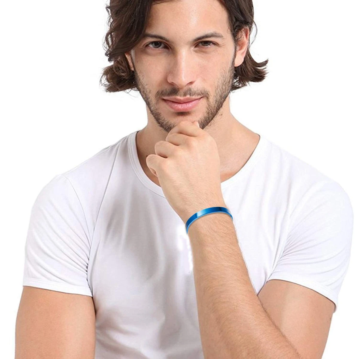 High Quality Stainless Steel Bangles for Men- Blue
