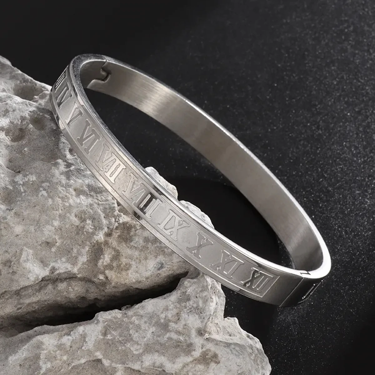 Mens Powerful Stainless Steel Bracelet-Roman Numeral Bracelet